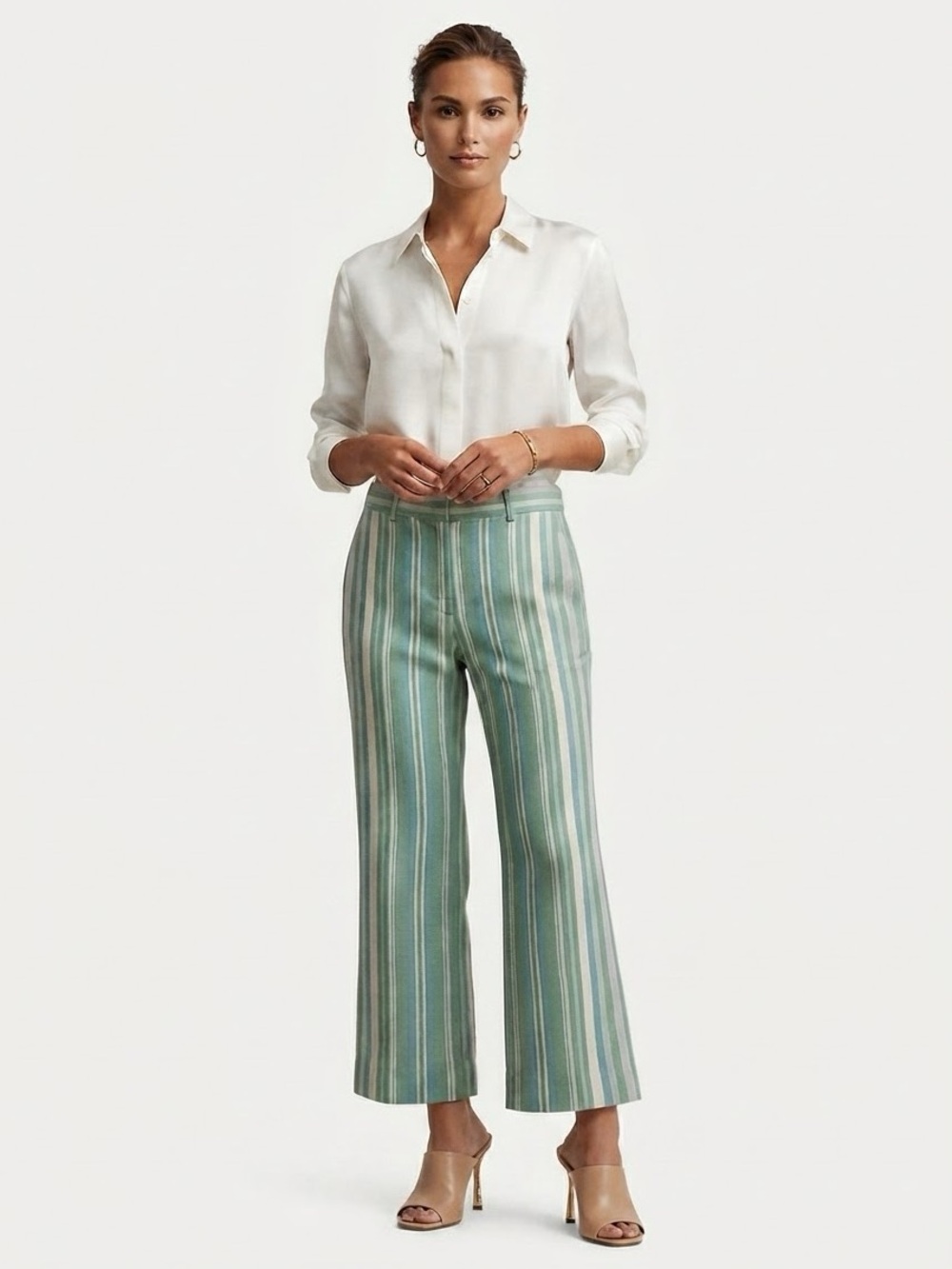 Gianni Bini Striped Linen Blend Crop Pants